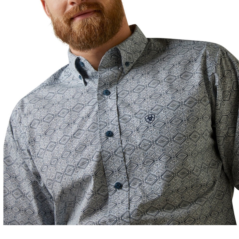 Ariat Men's Orville Fitted Blue Button Down Shirt